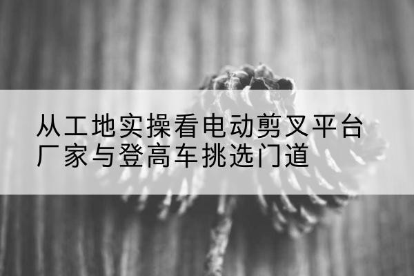 恩阳电动剪叉升降平台厂家-从工地实操看电动剪叉平台厂家与登高车挑选门道